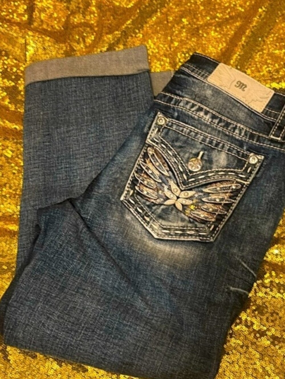 Miss Me Women's Dark Blue Embellished Bootcut Jeans